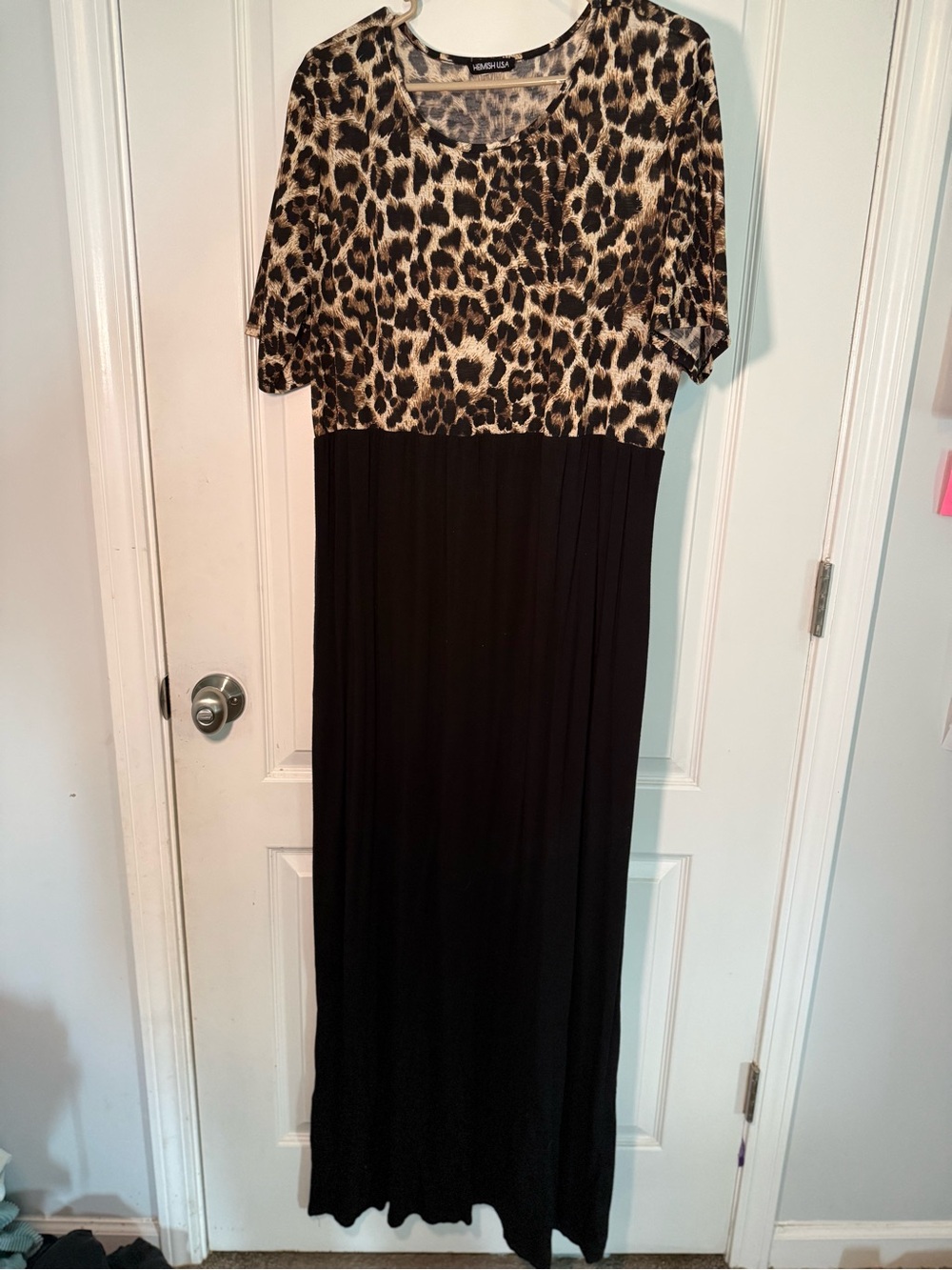 HEIMISH USA Leopard Print Top Black Maxi Dress